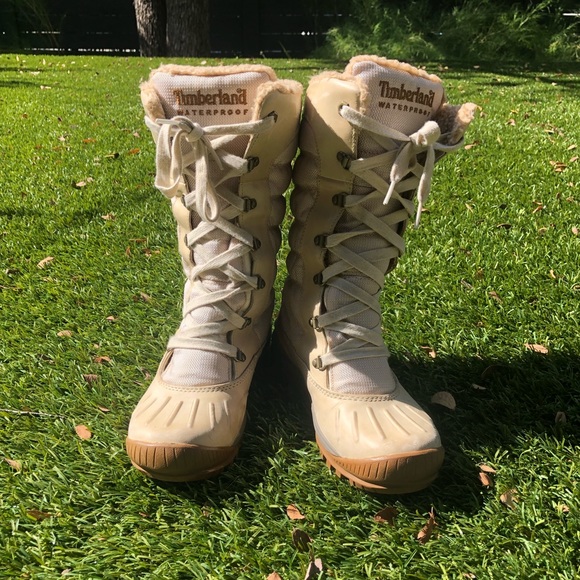 Tall Laceup Duck Boot In Bone 